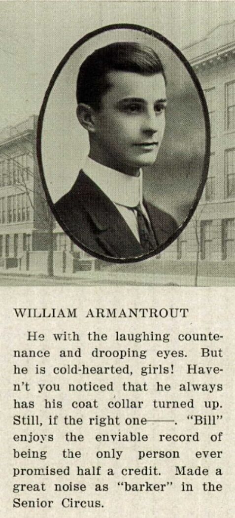 William Armantrout 1912 Narcissus Yearbook Photo