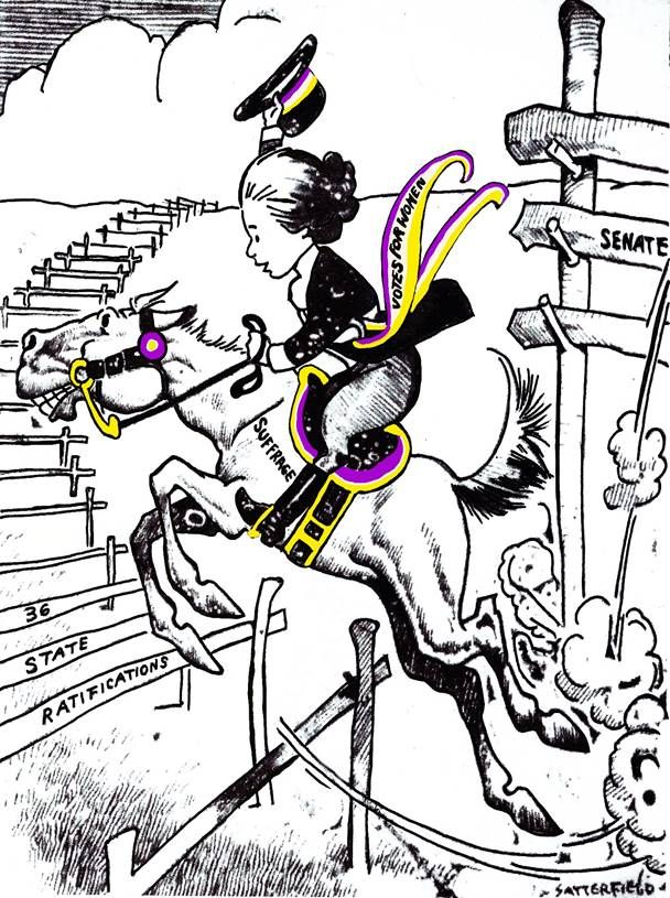 Suffragette riding a horse